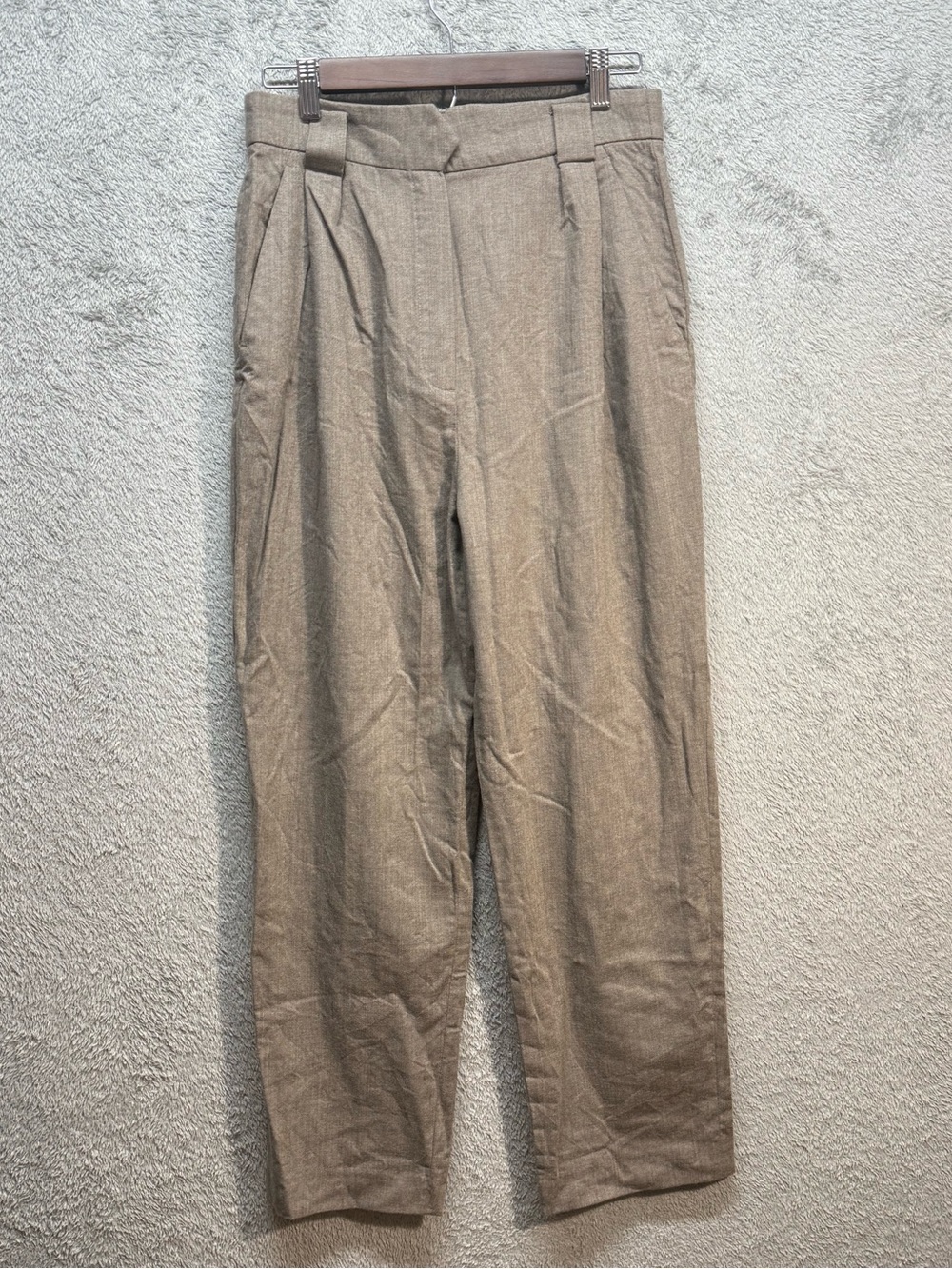 Massimo Dutti Brown 100% Wool Pleated Trousers Size US 6 / EUR 38